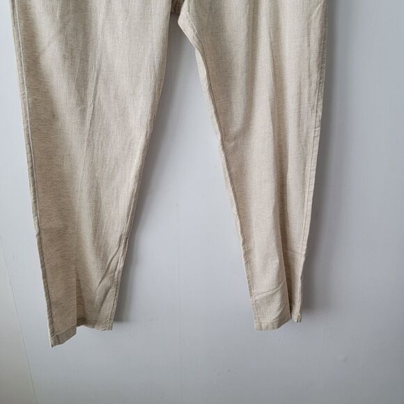 H & M women's linen blend pants size XL pull on tie waist wide leg Breathable - Picture 4 of 8